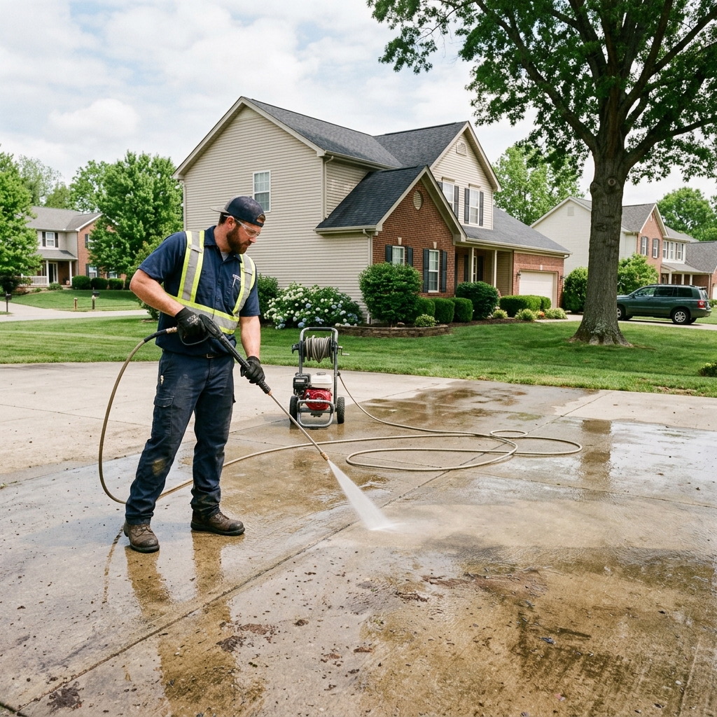 Home service business owner reviewing work at a property